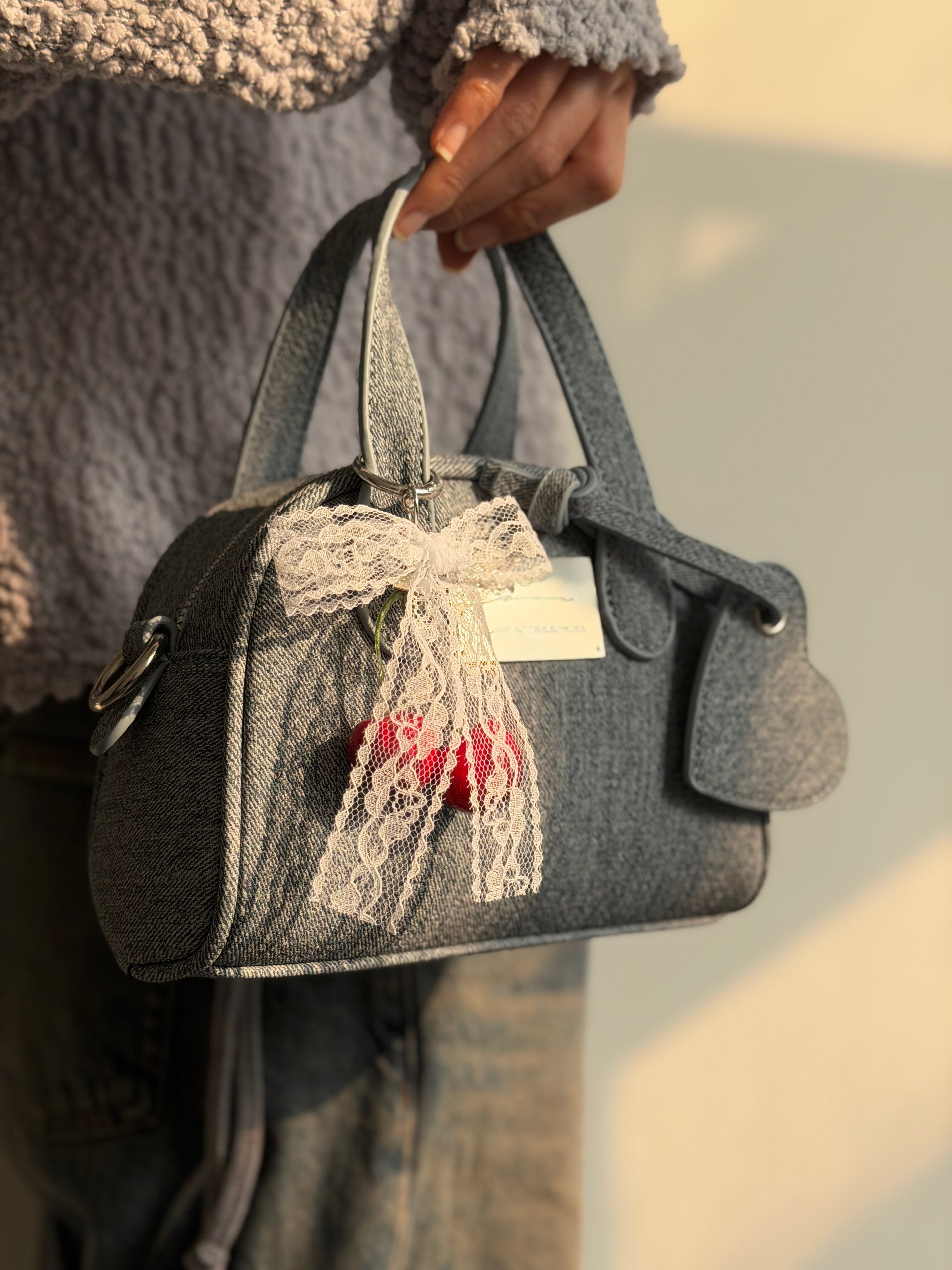 日系牛仔愛心手提包