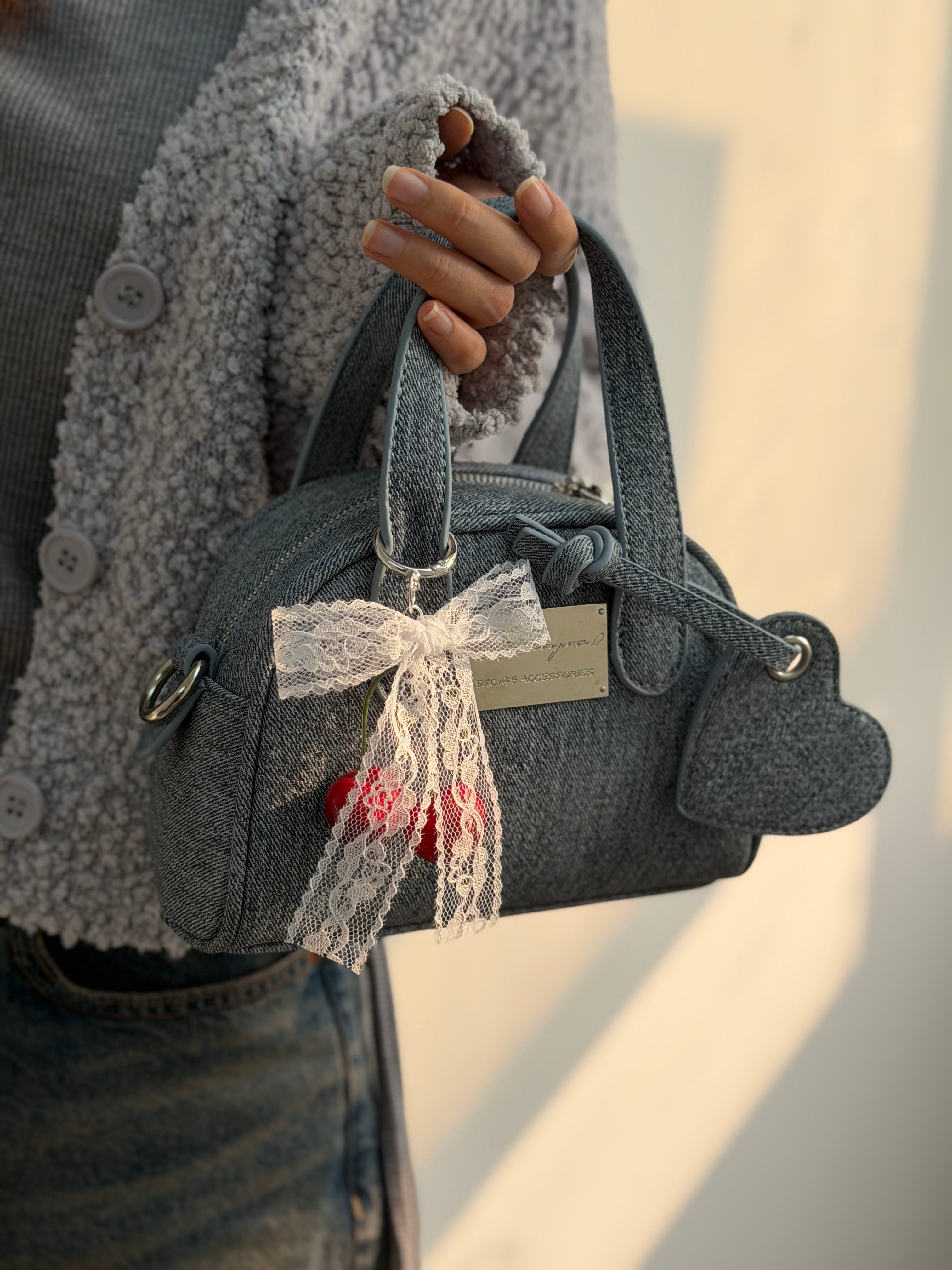 日系牛仔愛心手提包