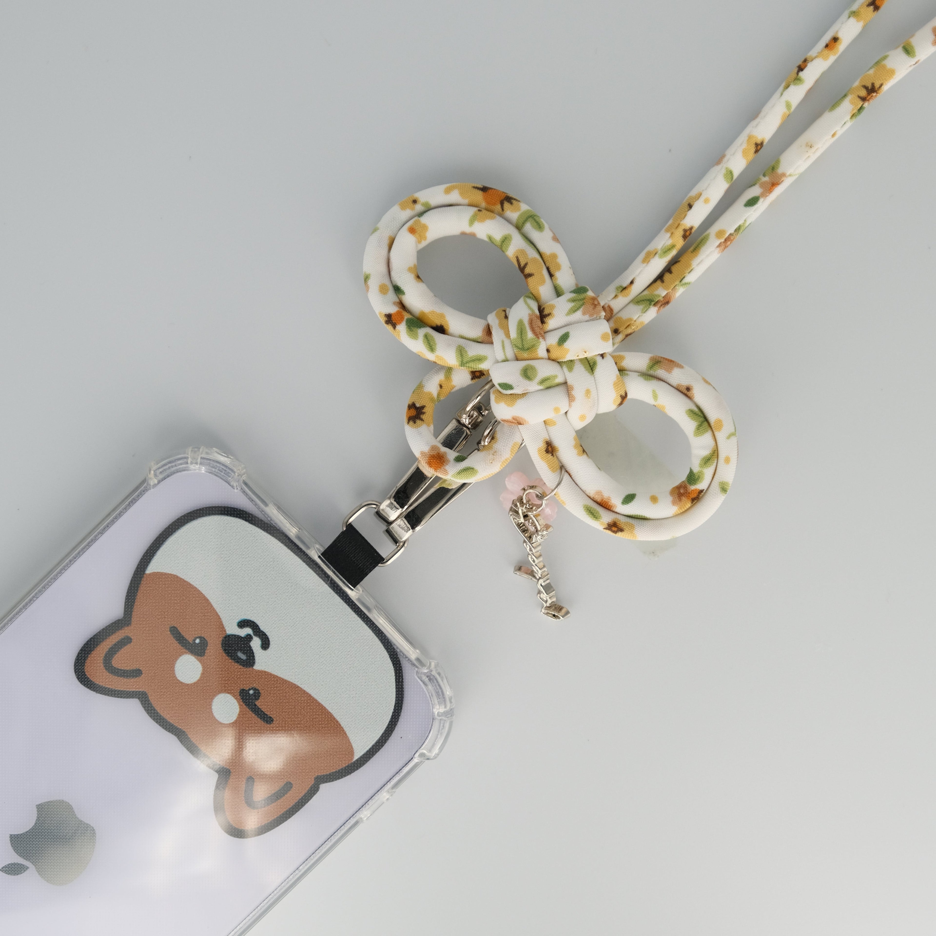 【最新產品】緣起 手機掛繩 | 雪紡碎花系列(杏白色)