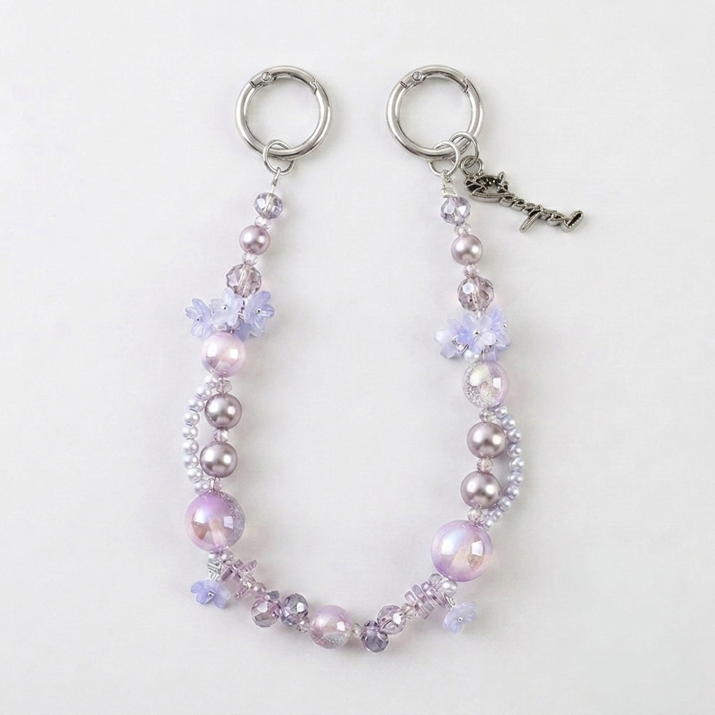 Pastel Dream Blossom Beaded Bag Charm