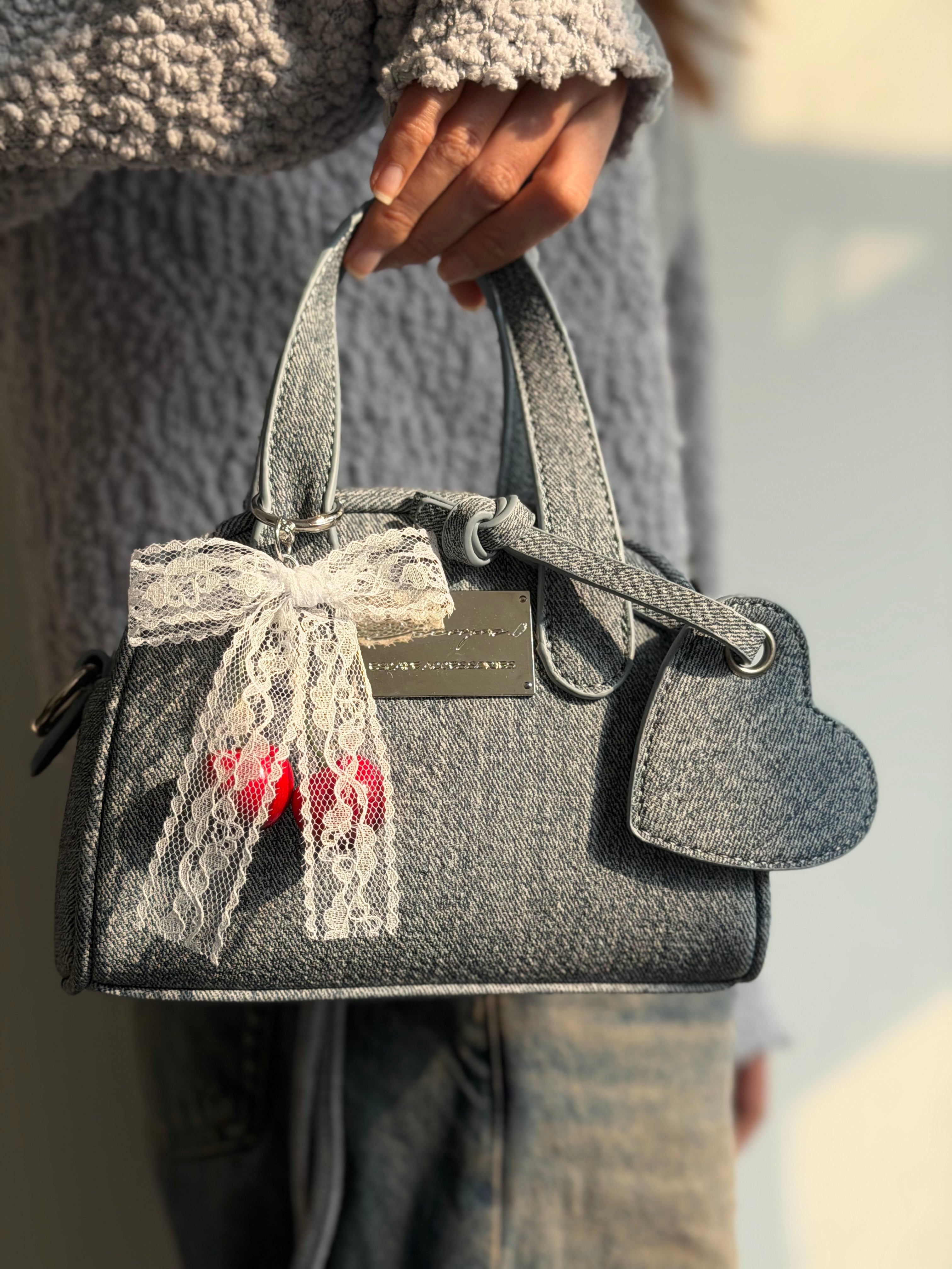 日系牛仔愛心手提包