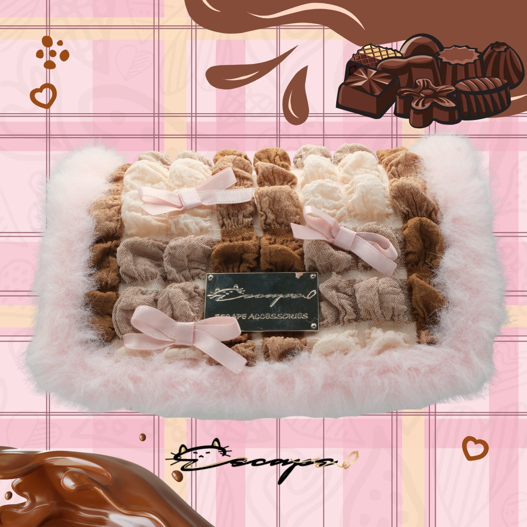 毛絨蝴蝶格紋系列-粉色 拼合包蓋