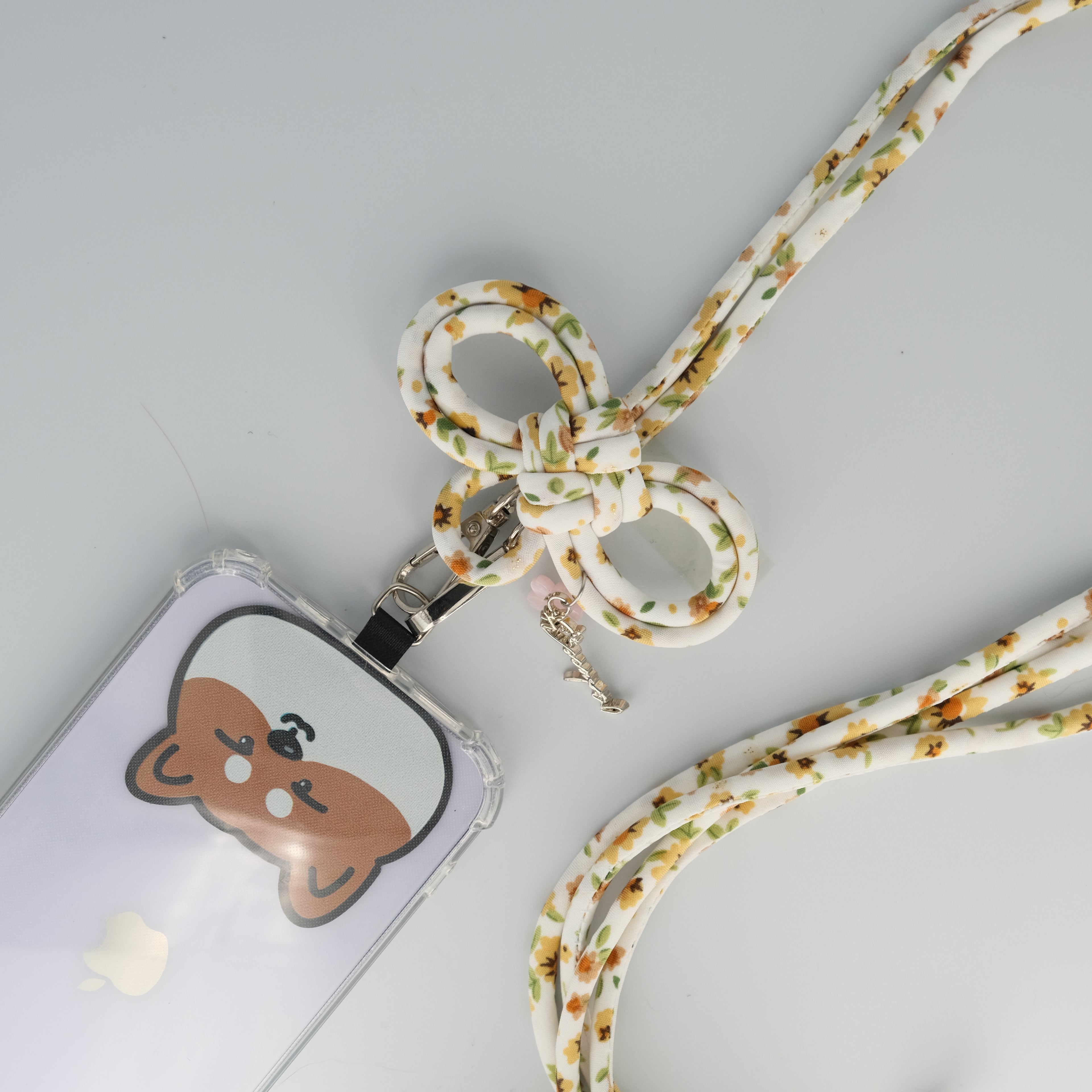 Destiny · Rope Phone Strap | Chiffon floral series (Apricot white)