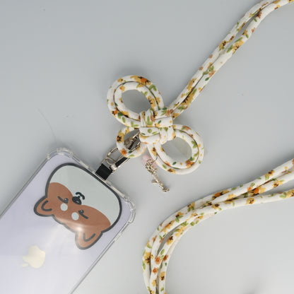 Destiny · Rope Phone Strap | Chiffon floral series (Apricot white)