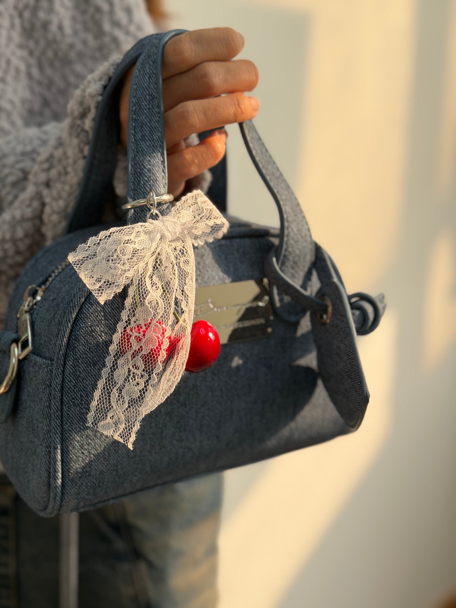 日系牛仔愛心手提包