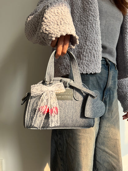 日系牛仔愛心手提包