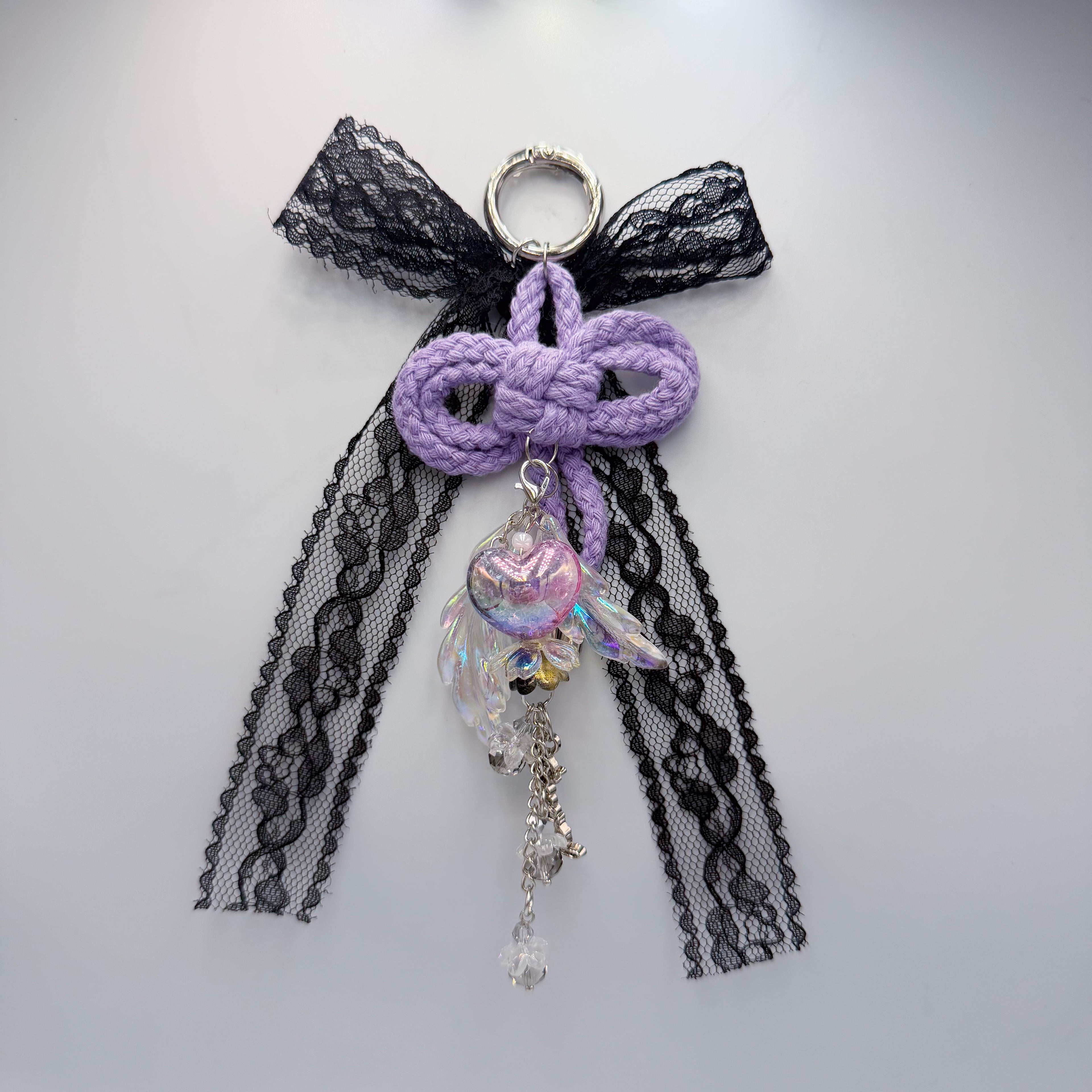 Heartbeat Duo: 3D Heart Bag Charm Chain Accessories