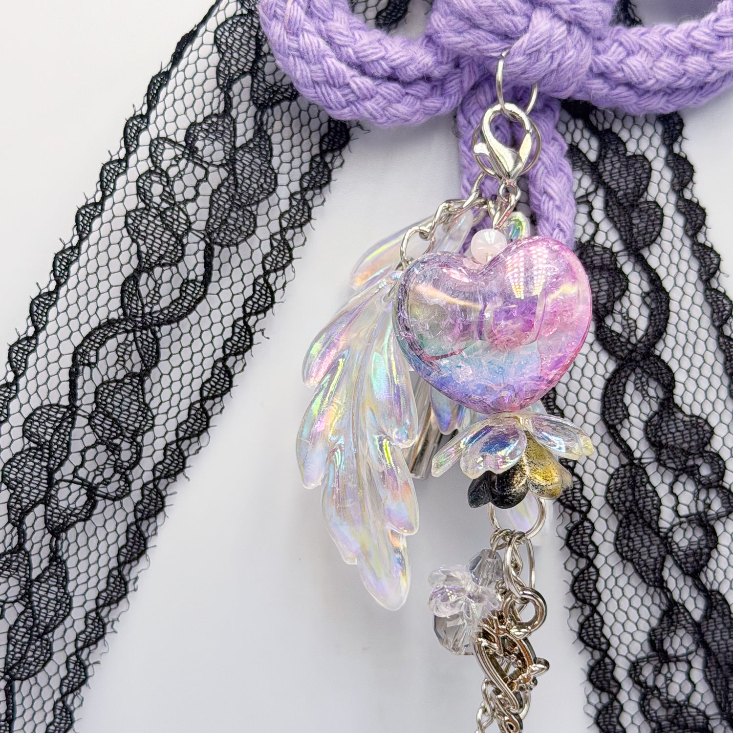Heartbeat Duo: 3D Heart Bag Charm Chain Accessories