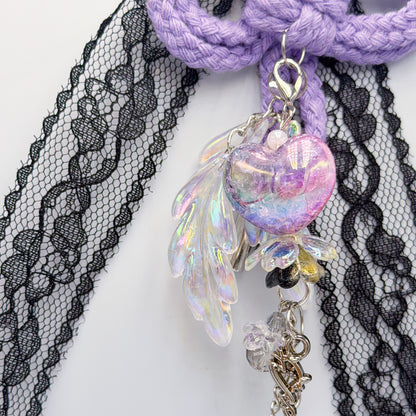 Heartbeat Duo: 3D Heart Bag Charm Chain Accessories