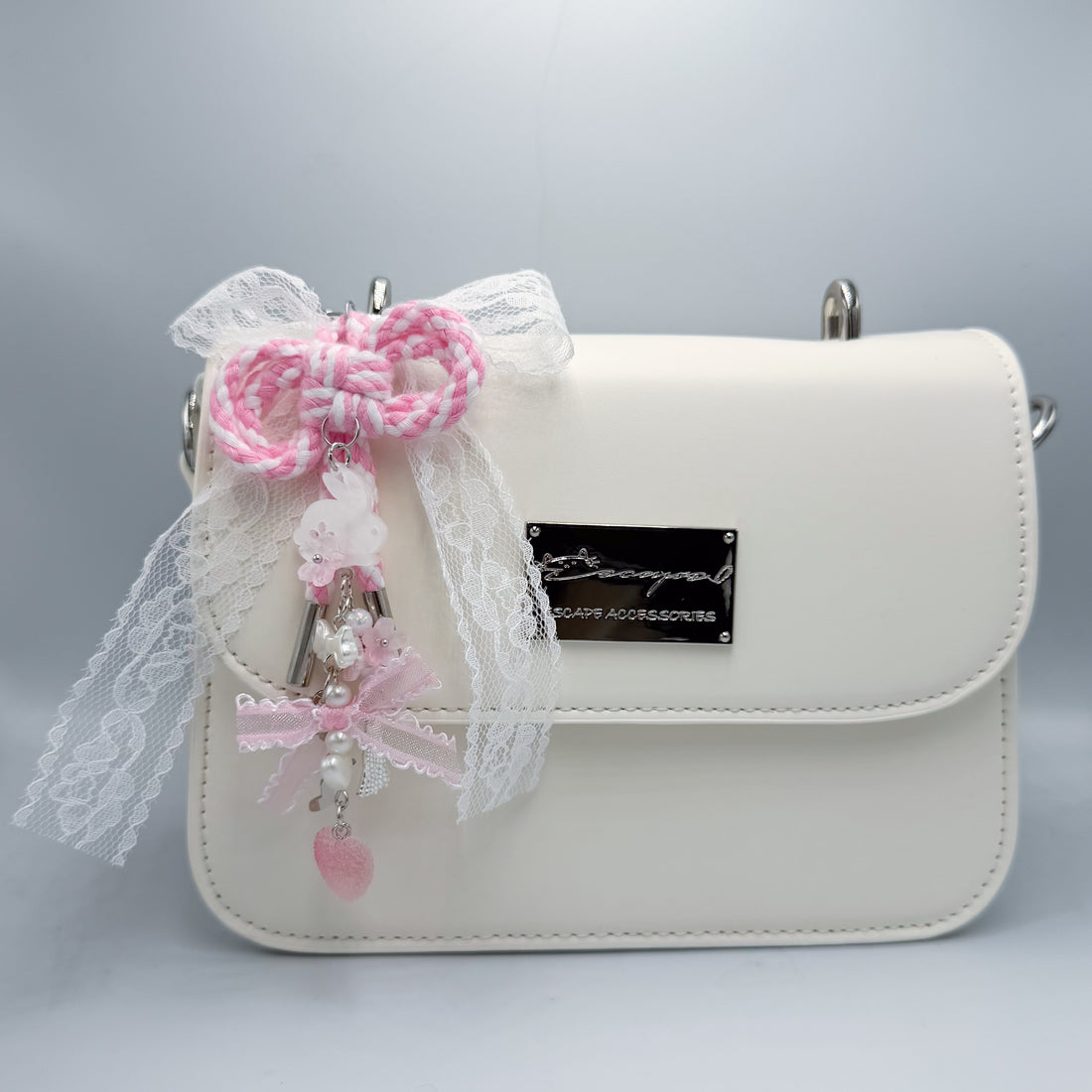 Heartbeat Duo: 3D Heart Bag Charm Chain Accessories