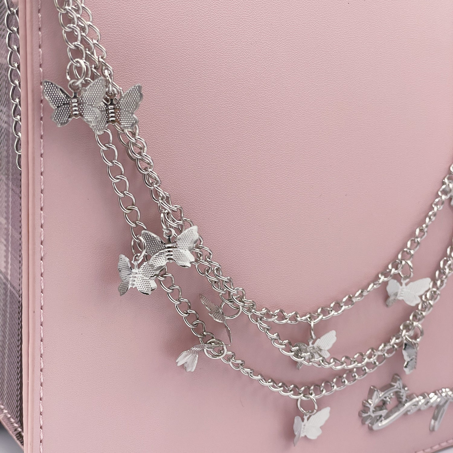 Butterfly Illusion: Triple-Layered Charm Bag Chain