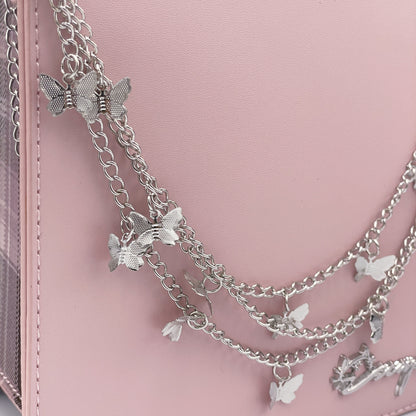 Butterfly Illusion: Triple-Layered Charm Bag Chain