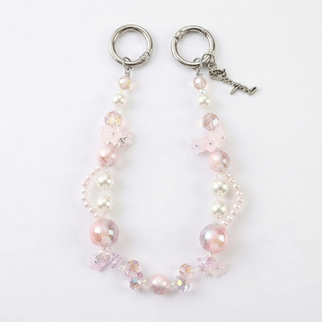 Pastel Dream Blossom Beaded Bag Charm