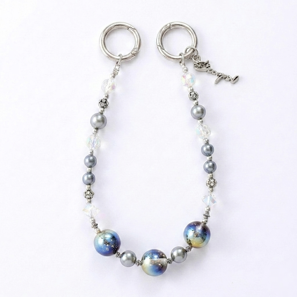 Midnight Galaxy Beaded Bag Charm