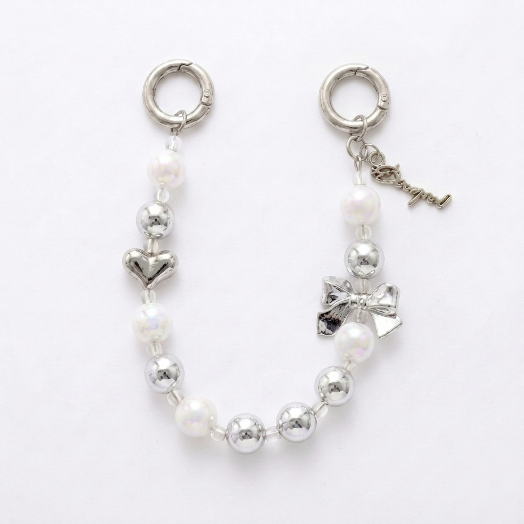 Coquette Pearl &amp; Bow Beaded Bag Charm